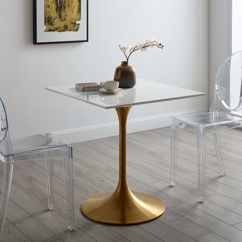 Modway Lippa 28" Square Dining Table In Gold White - EEI-3211 - EEI-3211
