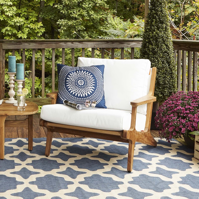 Modway Saratoga Outdoor Patio Teak Armchair Natural White - EEI-2933