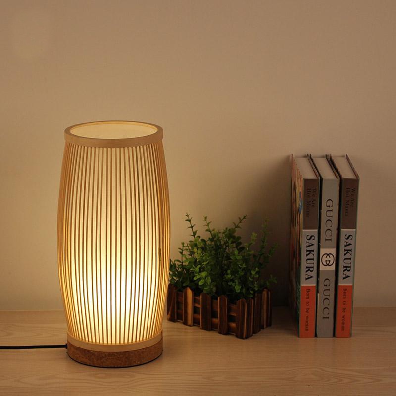 Round Bamboo Wicker Rattan Bucket Table Lamp by Artisan Living