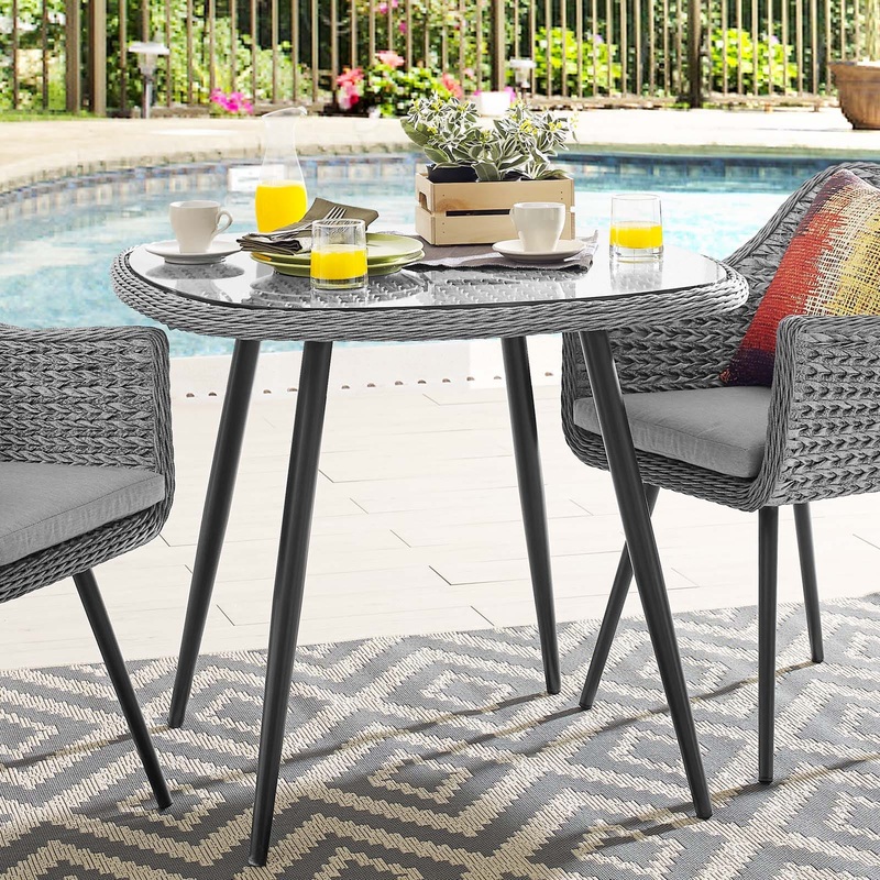 Modway Endeavor 36" Outdoor Patio Wicker Rattan Dining Table Gray - EEI-3029