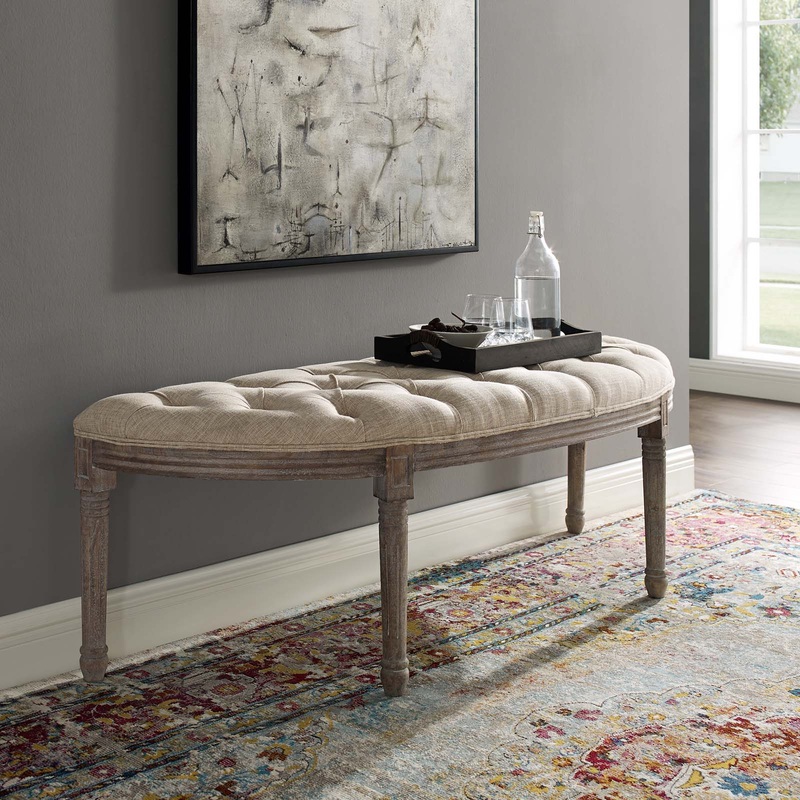 Modway Esteem Vintage French Upholstered Fabric Semi-Circle Bench - EEI-3369
