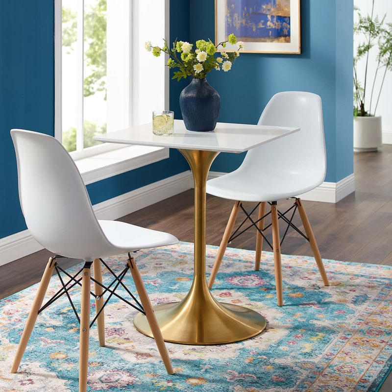 Modway Lippa 24" Square Dining Table in Gold White - EEI-3210