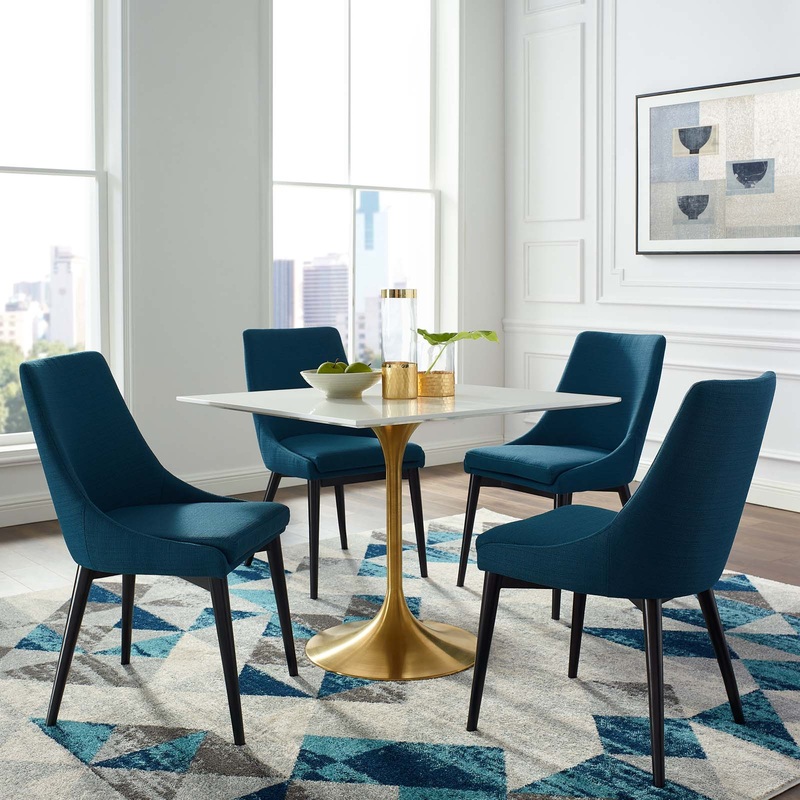 Modway Lippa 36" Square Wood Top Dining Table in Gold White - EEI-3212