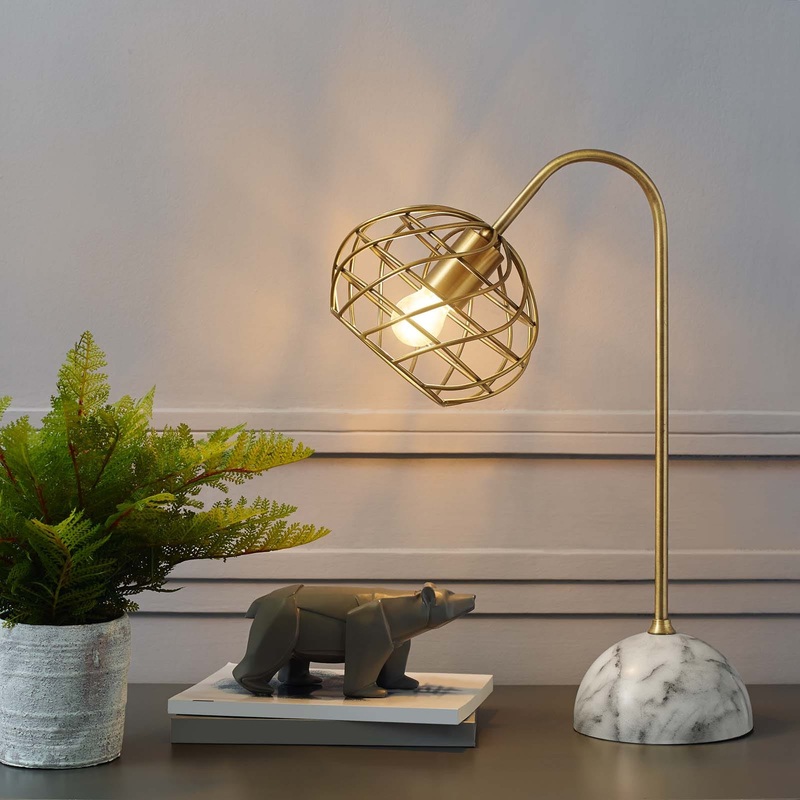 Salient Brass and Faux White Marble Table Lamp By Modway - EEI-3086