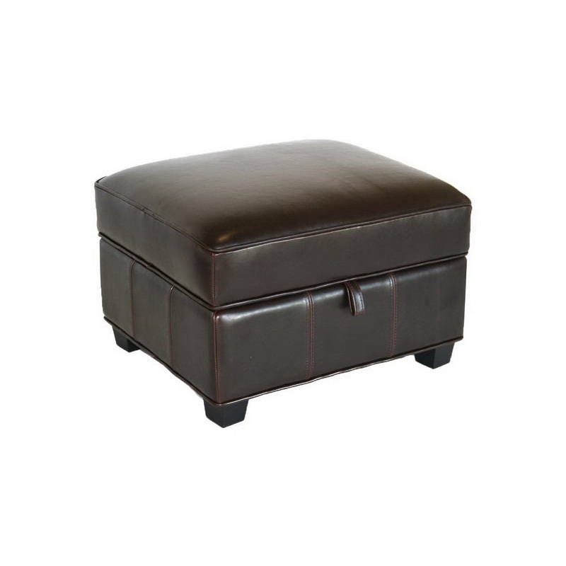 Baxton Studio Agustus Brown Leather Storage Ottoman