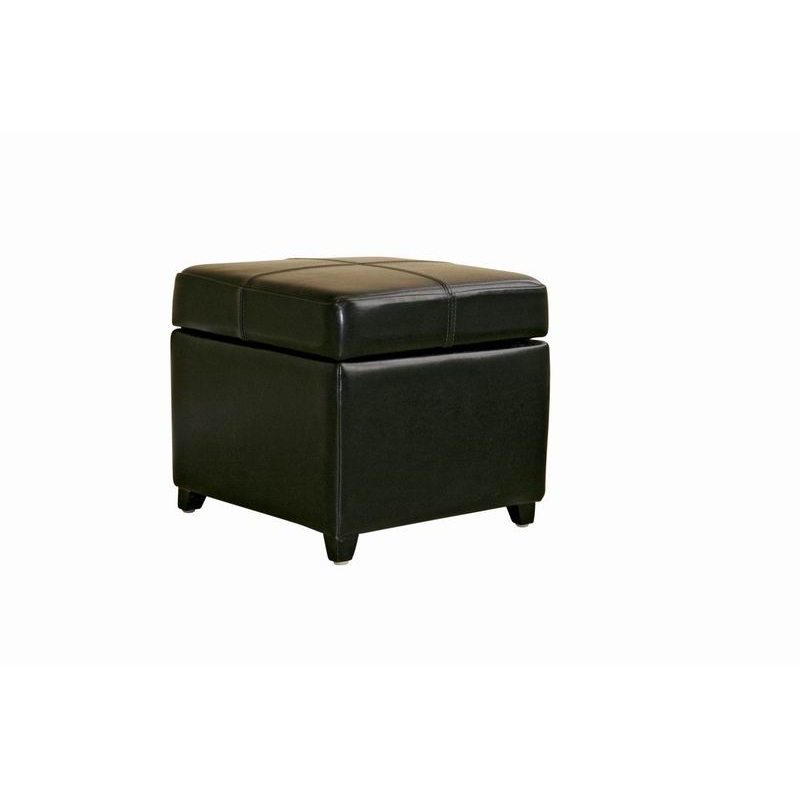 Baxton Studio Black Full Leather Storage Cube Ottoman