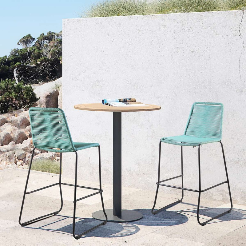 Shasta 26" Outdoor Metal and Wasabi Rope Stackable Counter Stool - Set of 2 By Armen Living