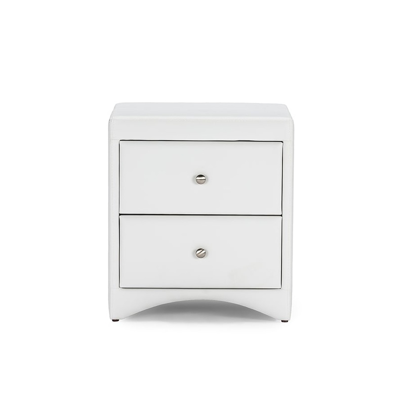 Baxton Studio Dorian White Faux Leather Upholstered Modern Nightstand