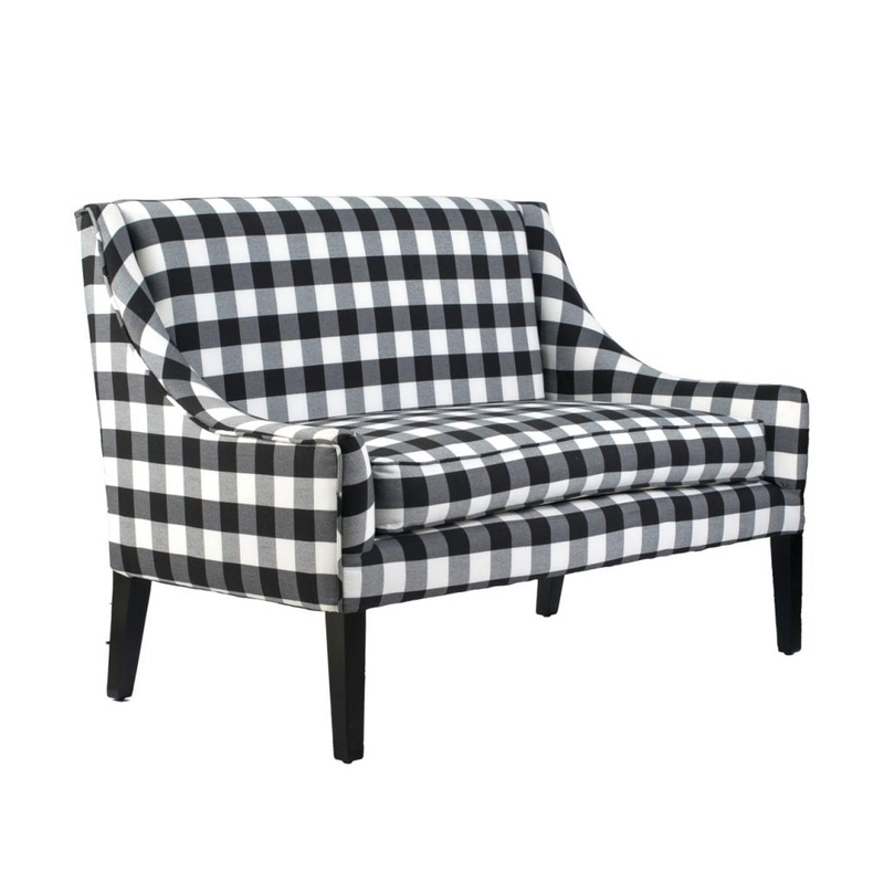 A&B Home Classic Gingham Plaid Upholstery Settee