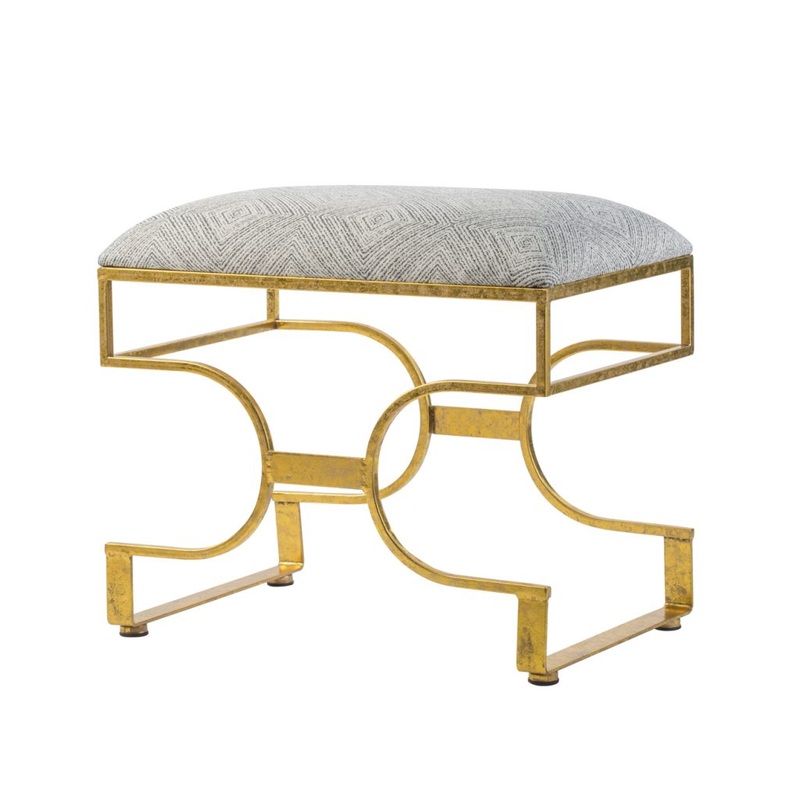 A&B Home Gold Iron Upholstered Bench