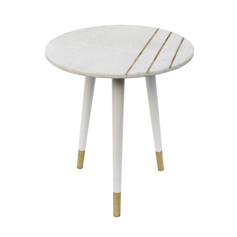 A&B Home Round Side Table With Aluminum Legs