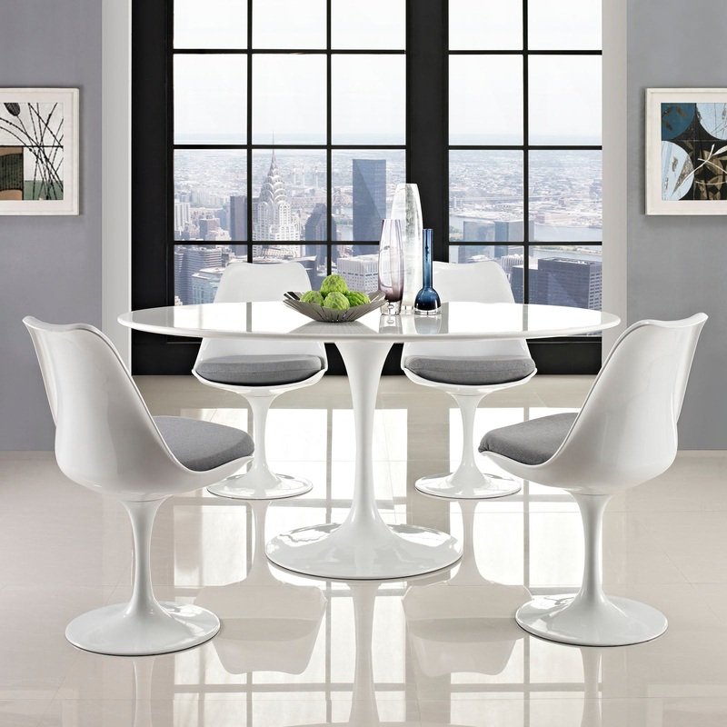 Modway Lippa 60" Oval Wood Top Dining Table - White - EEI-1121