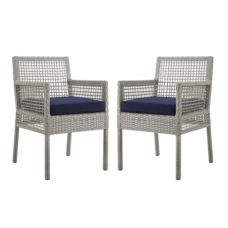 Modway Aura Dining Armchair Outdoor Patio Wicker Rattan Set of 2 - EEI-3561