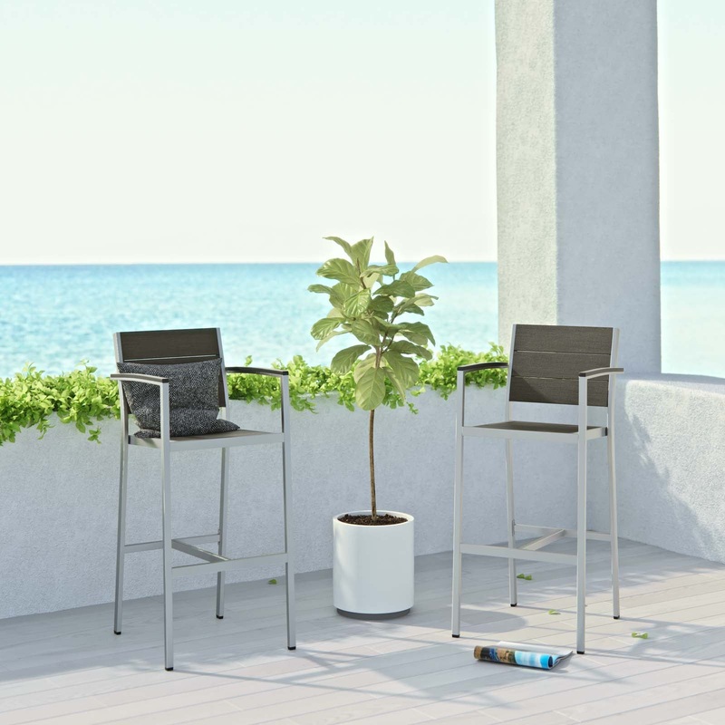 Modway Shore Bar Stool Outdoor Patio Aluminum Set of 2 - EEI-3155