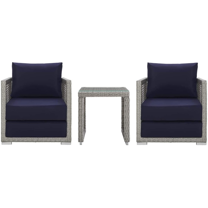 Aura 3 Piece Modern Outdoor Patio Wicker Rattan Set by Modway - EEI-3595