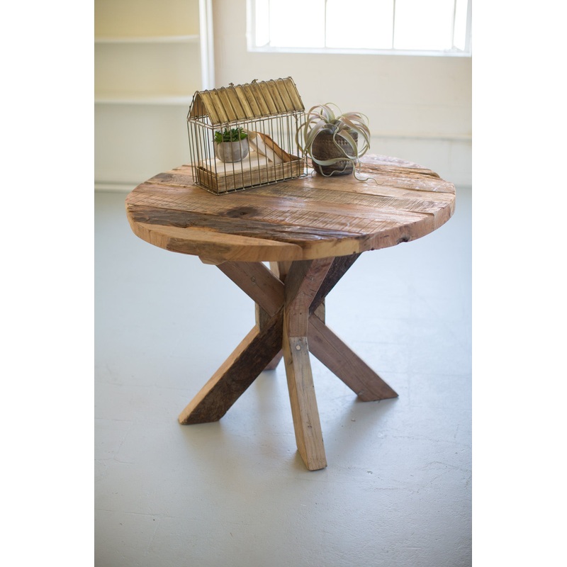 Kalalou Round Recycled Wood Dining Table