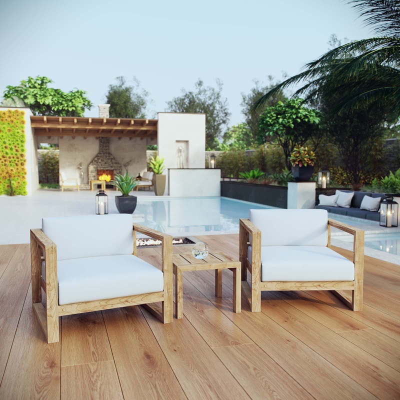 Modway Upland 3 Piece Outdoor Patio Teak Set - EEI-3119