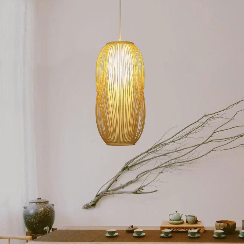 Bamboo PVC Lantern Shade Pendant Light By Artisan Living