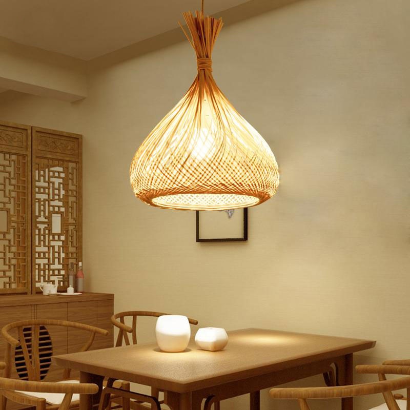 Bamboo Wicker Rattan Bag Shade Pendant Light By Artisan Living