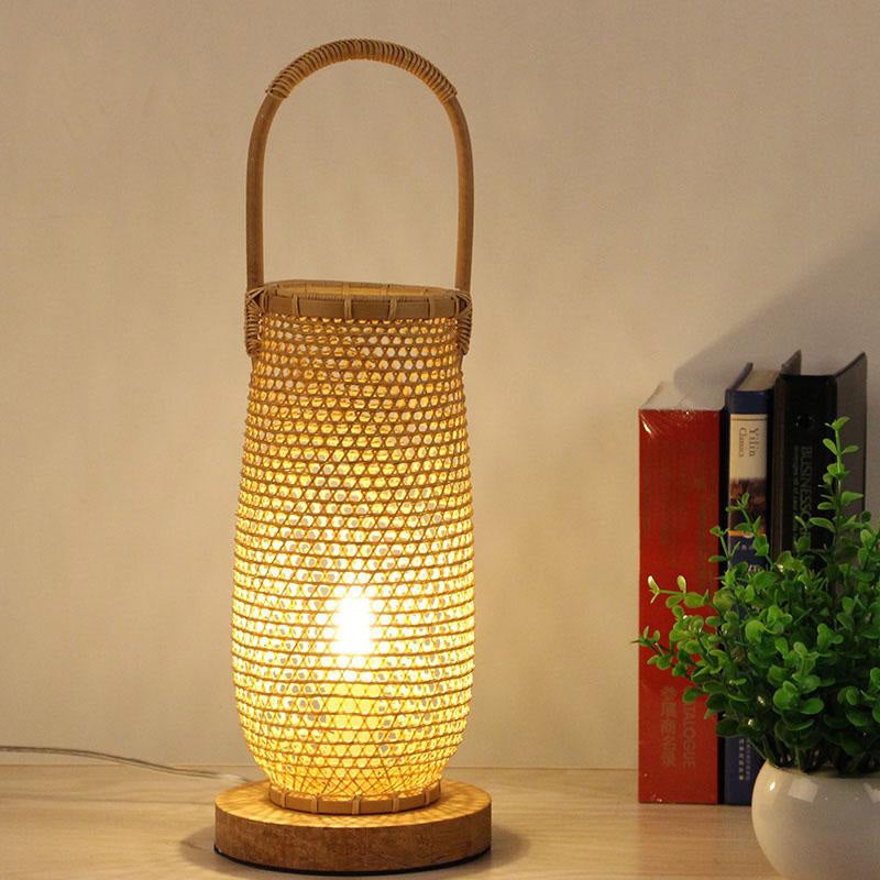 Bamboo Wicker Rattan Basket Shade Table Lamp By Artisan Living