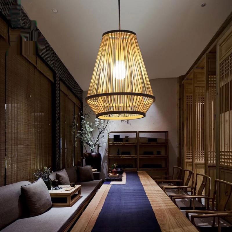 Bamboo Wicker Rattan Cage Shade Pendant Light By Artisan Living