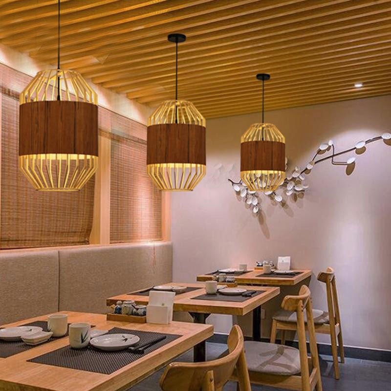 Bamboo Wicker Rattan Cage Shade Pendant Lights by Artisan Living