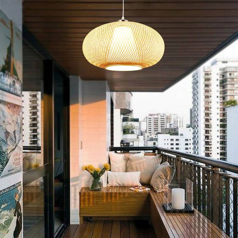 Bamboo Wicker Rattan Lantern Pendant Light By Artisan Living