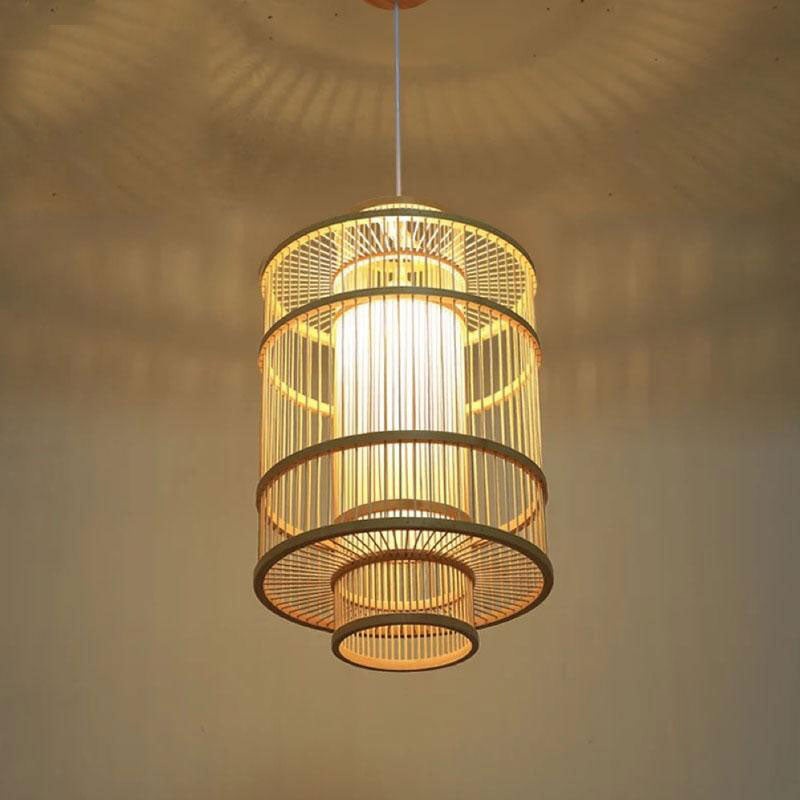 Bamboo Wicker Rattan Lantern Shade Pendant Light By Artisan Living