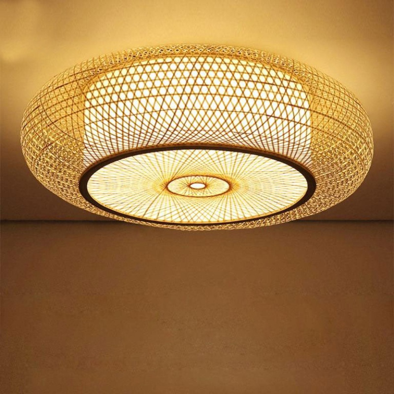 Bamboo Wicker Rattan Round Ripple Ceiling Light By Artisan Living