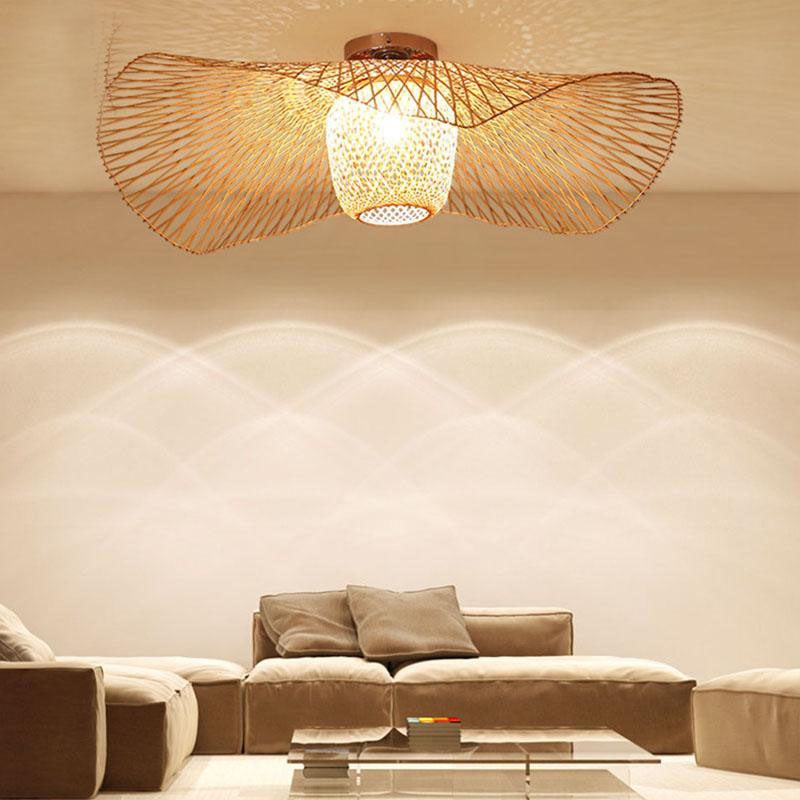 Bamboo Wicker Rattan Shade Cap Ceiling Light By Artisan Living