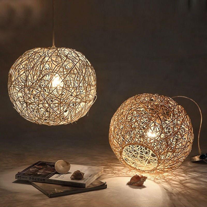 Wicker Rattan Ball Globe Sphere Pendant Light By Artisan Living