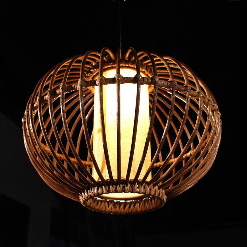 Wicker Rattan Lantern Shade Pendant Light By Artisan Living