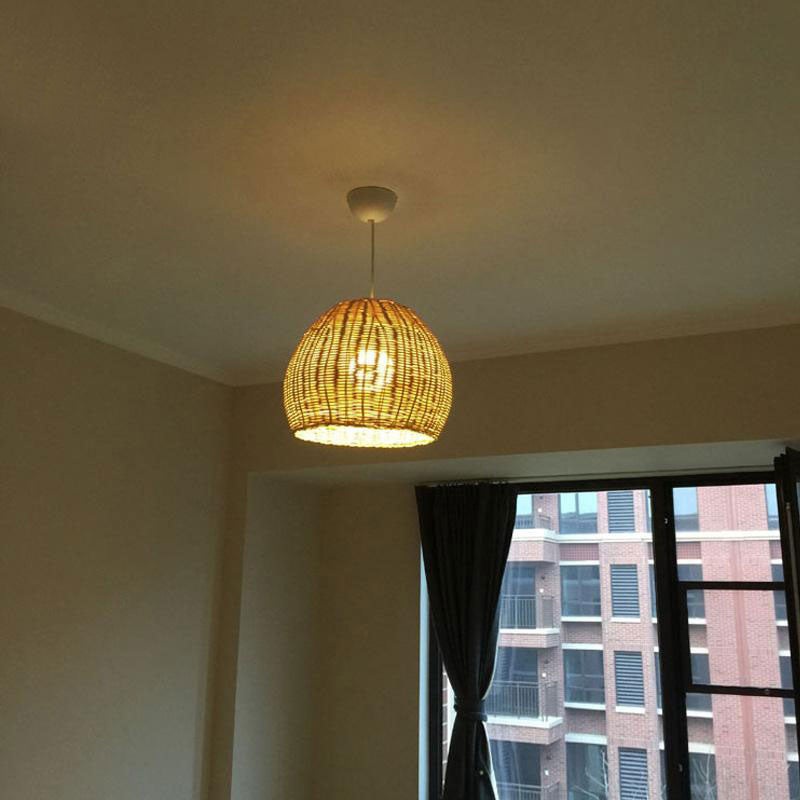 Wicker Rattan Round Basket Shade Pendant Light By Artisan Living