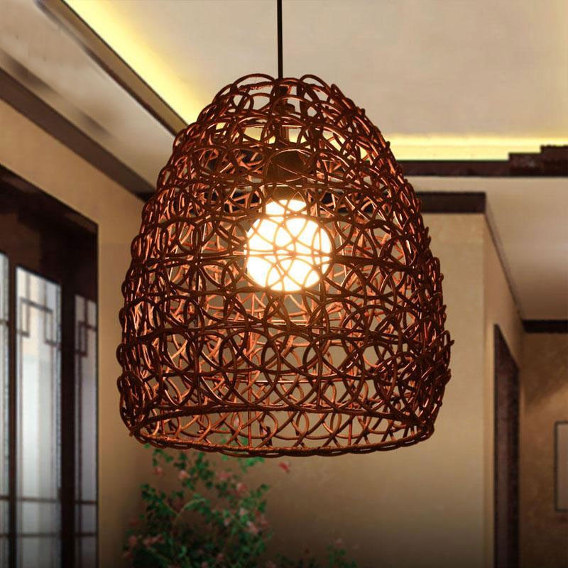 Wicker Rattan Shade Pendant Light By Artisan Living-12183