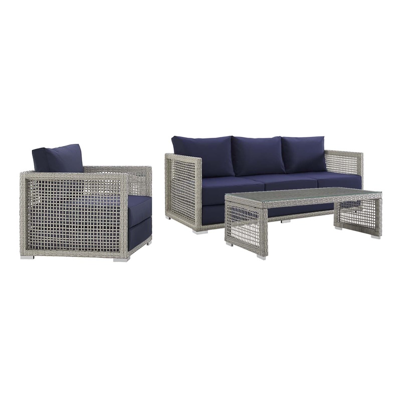 Aura 3 Piece Outdoor Patio Wicker Rattan Set by Modway - EEI-3599