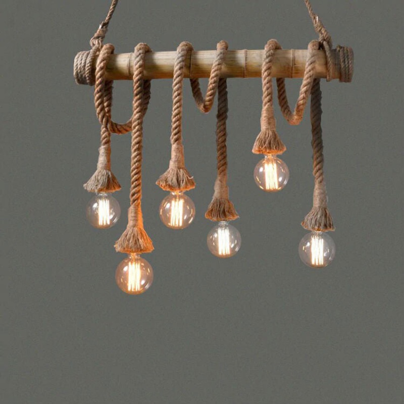 Bamboo Tube Hemp Rope Bulb Pendant Light By Artisan Living