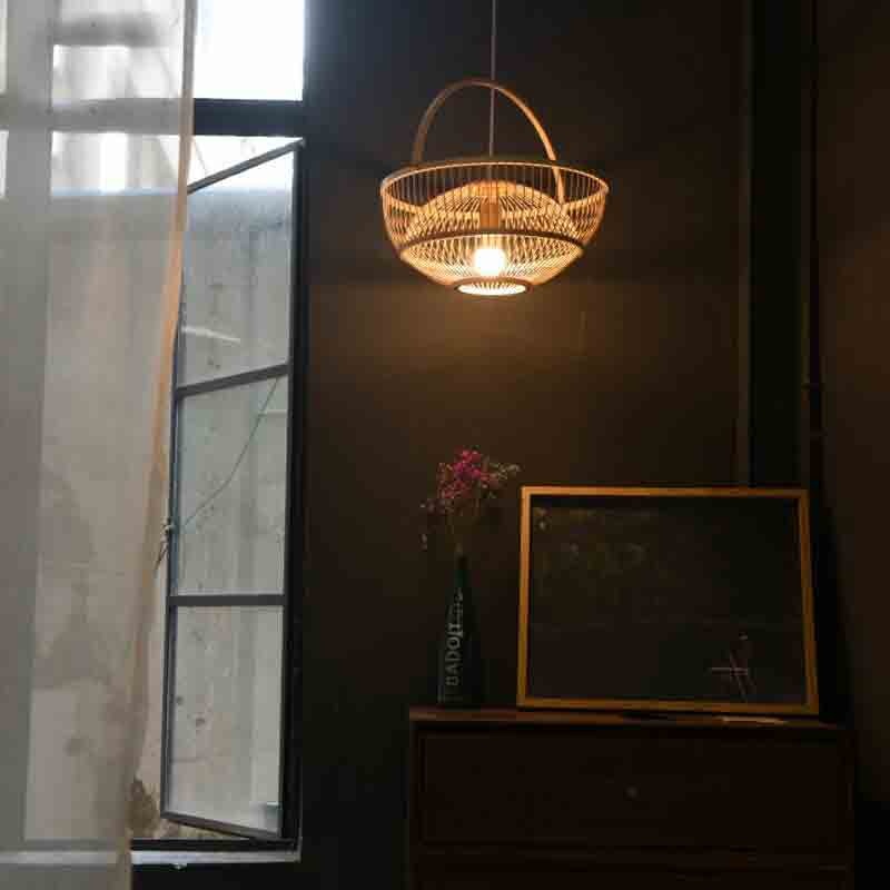 Bamboo Wicker Rattan Basket Lampshade Pendant Lighting By Artisan Living
