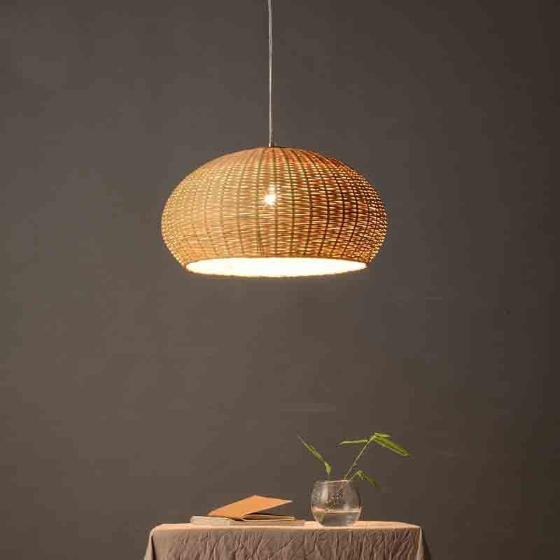 Bamboo Wicker Rattan Basket Pendant Light By Artisan Living