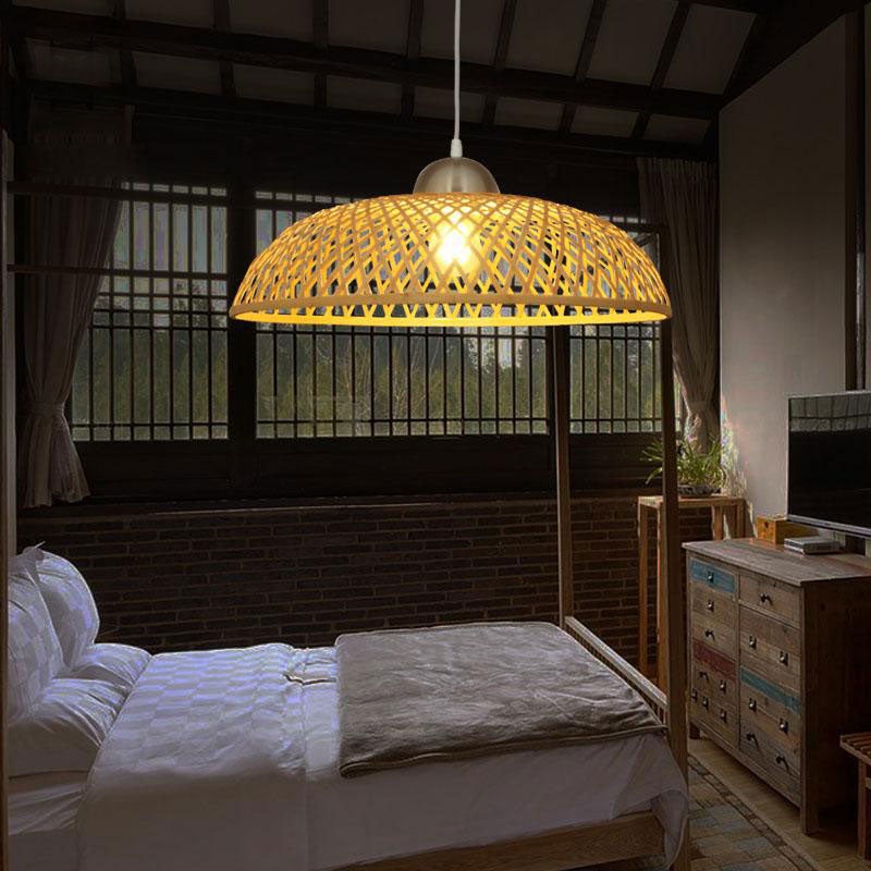 Bamboo Wicker Rattan Cap Shade Pendant Light By Artisan Living-12224
