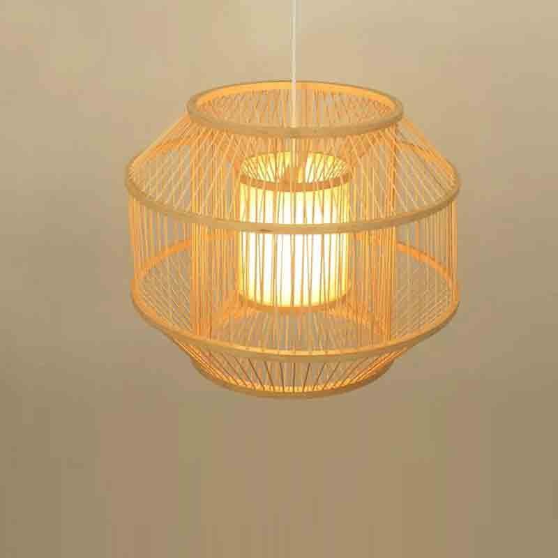 Bamboo Wicker Rattan Cube Cage Shade Pendant Light by Artisan Living
