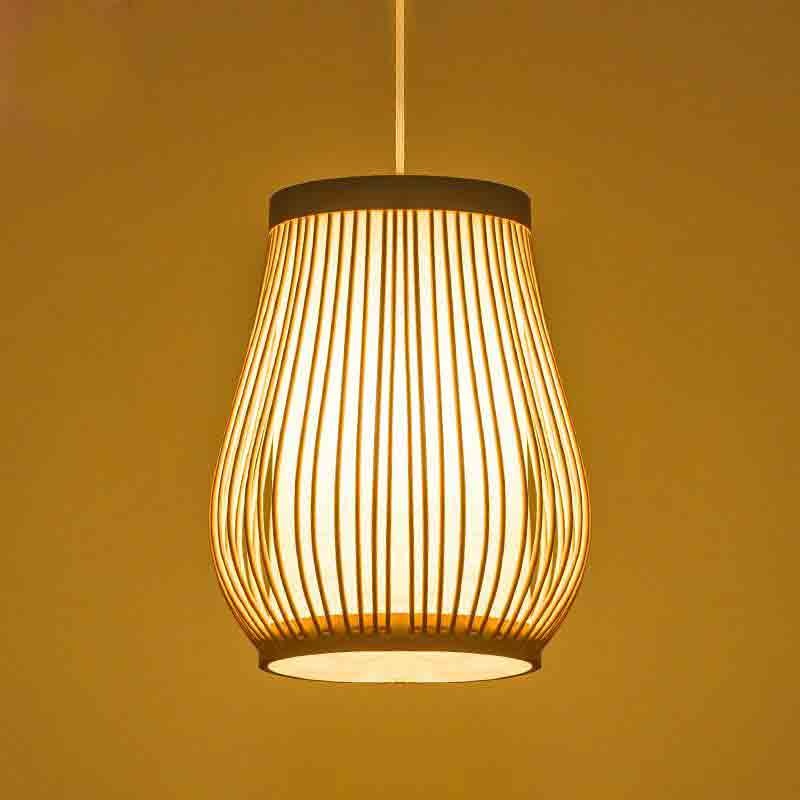 Bamboo Wicker Rattan Lantern Pendant Light By Artisan Living-12064