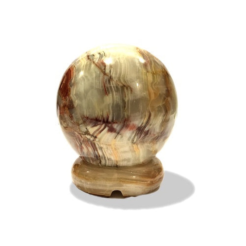 Spherical Onyx Carved Table Lamp