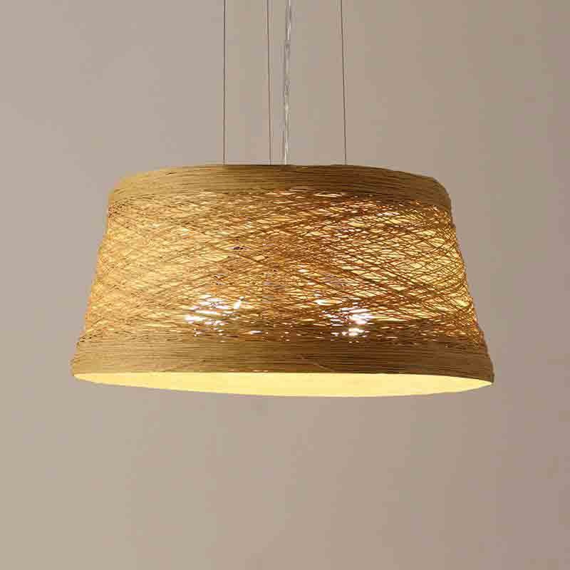 White Yellow Wicker Rattan Lampshade Pendant Light By Artisan Living