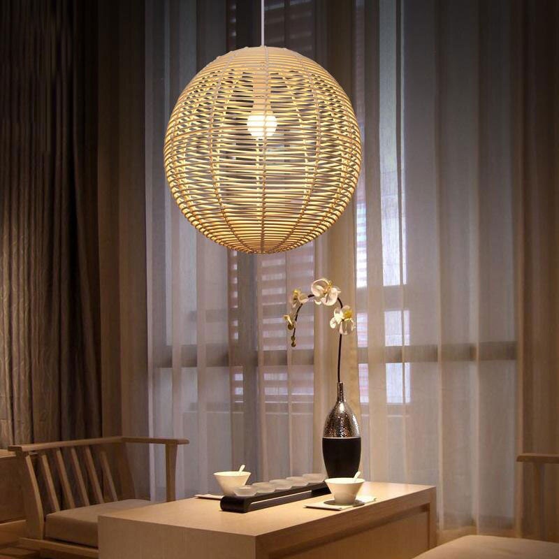 Wicker Rattan Ball Globe Sphere Shade Pendant Light By Artisan Living
