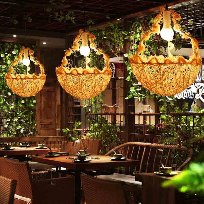 Wicker Rattan Flower Basket Shade Pendant Light By Artisan Living
