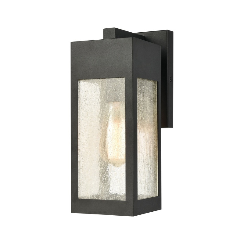 Angus 1-Light Outdoor Wall Lamps in Charcoal with Seedy Glass Enclosure by ELK Lighting