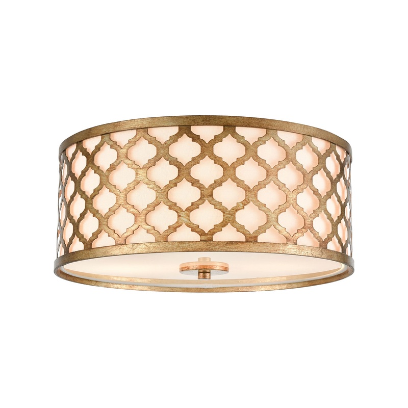 Arabesque Bronze Gold with White Fabric Shade by ELK Lighting