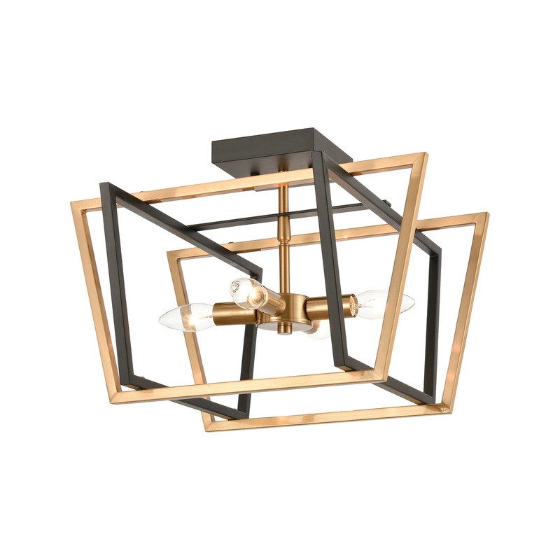 Bridgette 4-Light Semi Flush in Matte Black and Satin Brass by ELK Lighting