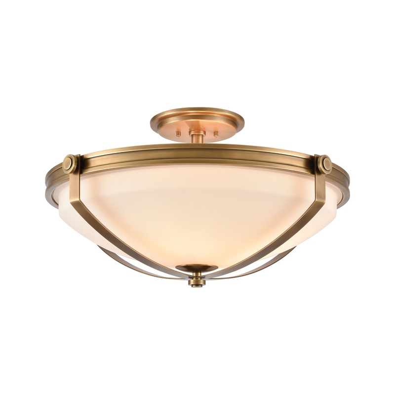Connelly 4-Light Semi Flush in Polished Nickel/Natural Brass with Frosted Glass by ELK Lighting