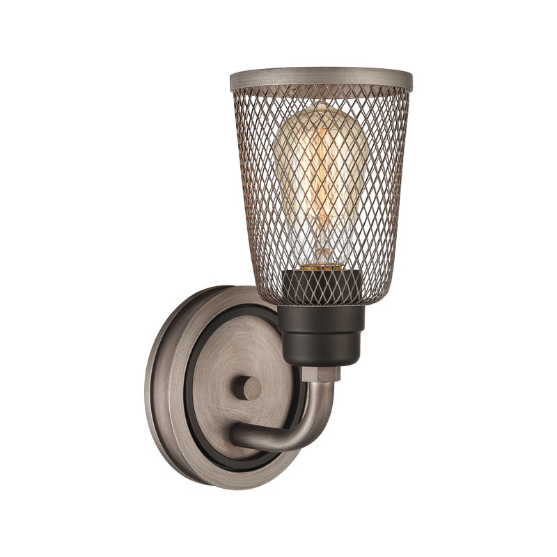 Glencoe Vanity Light in Oil Rubbed Bronze with Weathered Zinc Metal Mesh by ELK Lighting